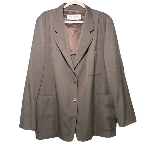 Women’s Max Mara Wool Blend Button Blazer Light‎ Brown Plus Size 14 - Picture 1 of 11